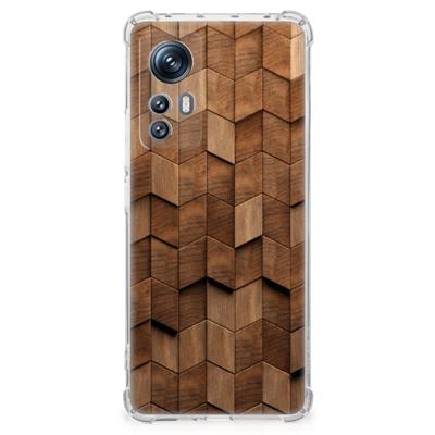 Stevig Telefoonhoesje voor Xiaomi 12 | 12x Wooden Cubes Stevig Telefoonhoesje voor Xiaomi 12 | 12x Wooden Cubes