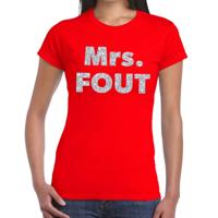 Verkleed t-shirt voor dames - Mrs. Fout - zilver glitter - rood - foute party kleding