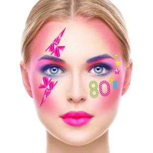 Fiestas Guirca Carnaval verkleed Gezicht stickers - Foute 80s party - plakdiamantjes - schmink stickers   -