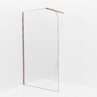 Fortifura Galeria Inloopdouche - 120x200cm - afgeronde glaswand - helder glas - wandarm - geborsteld koper (Koper) SW1245011/SW876702