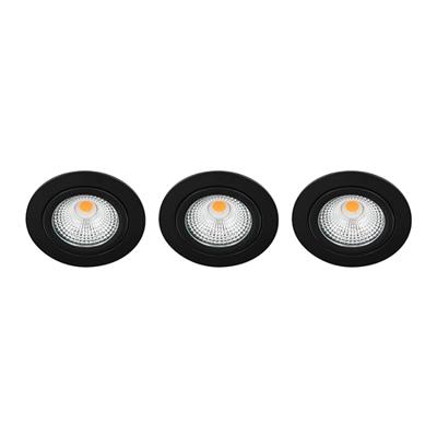 Set 3x Bella Ondiepe LED spot kantelbaar 5Watt rond ZWART dimbaar
