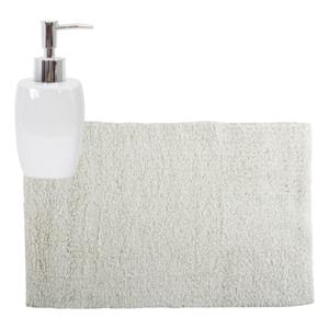 MSV badkamer droogloop mat/tapijt - 40 x 60 cm - met zelfde kleur zeeppompje - wit