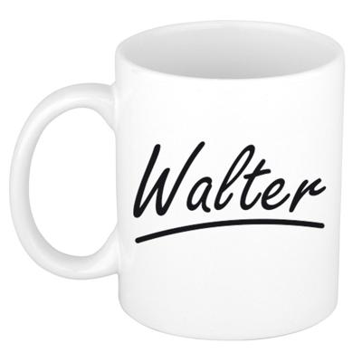 Walter Naam koffiemok - beker - met sierlijke letters - wit - 300 ml - Cadeau - Heren Walter Naam koffiemok - beker - met sierlijke letters - wit - 300 ml - Cadeau - Heren
