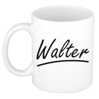 Walter Naam koffiemok - beker - met sierlijke letters - wit - 300 ml - Cadeau - Heren
