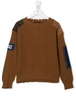 DSQUARED2 KIDS pull en maille à patch logo - Marron - thumbnail