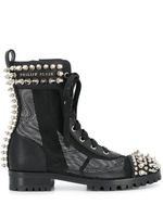 Philipp Plein bottines lacées à détails de clous - Noir