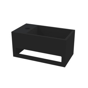 Fontein Best Design Mona-Black 33x18x16 cm incl. Handdoekhouder Links Solid Surface Mat Zwart