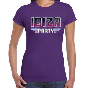Feest shirt Ibiza party t-shirt paars voor dames 2XL  -