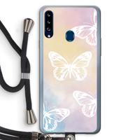 White butterfly: Samsung Galaxy A20s Transparant Hoesje met koord