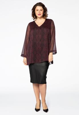 Yoek Leren stretch rok | Zwart | Maat 52