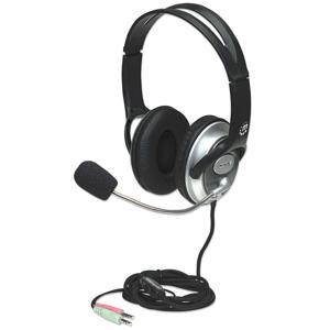 Manhattan 175555 hoofdtelefoon/headset Bedraad Hoofdband Oproepen/muziek Zwart