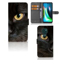 Motorola Moto G9 Play | E7 Plus | Telefoonhoesje | Met pasjeshouder | Zwarte Kat