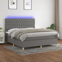 Boxspring met matras en LED stof donkergrijs 180x200 cm
