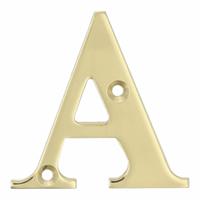 AMIG Huisnummer/letter A - massief messing - 5cm - incl. bijpassende schroeven - gepolijst - goudkl