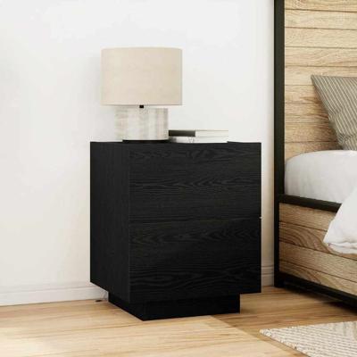 Nachtkastje 2 pcs Zwart eiken 45 x 40 x 55 cm Bewerkt hout
