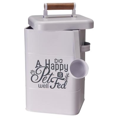 Huisdieren voedsel/voercontainer - met beker - metaal - met tekst Huisdieren voedsel/voercontainer - met beker - metaal - met tekst