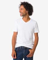 HEMA Heren T-shirts slimfit v-hals extra lang - 2 stuks wit (wit)