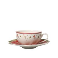 Villeroy & Boch Toy's Delight Koffie / theekop 0.3l wit met schotel rood - thumbnail