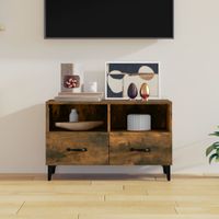 Tv-meubel 80x36x50 cm bewerkt hout gerookt eikenkleurig - thumbnail