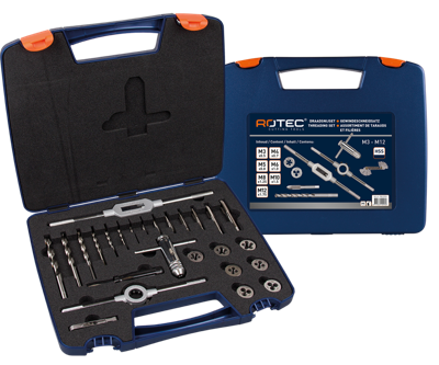 Rotec Handtappen- | Snijplaten- en borenset | 26-dlg. | M3-M12 - 900.2026
