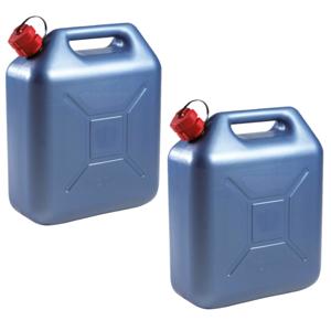 EDA Kunststof jerrycan blauw voor brandstof - 2x stuks - L36 x B17 x H44 cm - 20 liter - benzine / d