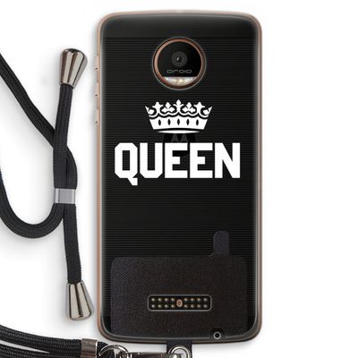 Queen zwart: Motorola Moto Z Force Transparant Hoesje met koord