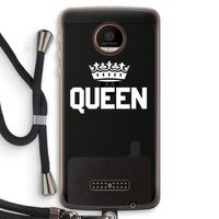 Queen zwart: Motorola Moto Z Force Transparant Hoesje met koord