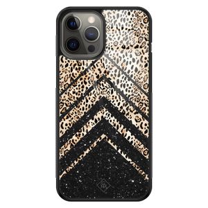 iPhone 12 Pro Max glazen hardcase - Chevron luipaard