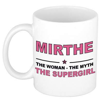 Mirthe cadeau mok - Woman Myth Supergirl - naam koffiemok - 300 ml - collega - moederdag