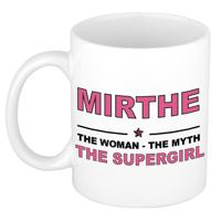 Mirthe cadeau mok - Woman Myth Supergirl - naam koffiemok - 300 ml - collega - moederdag