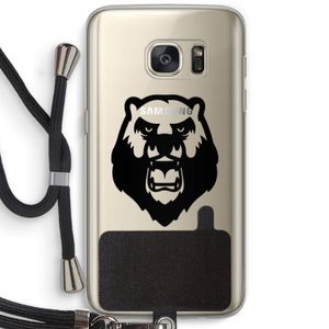 Angry Bear (black): Samsung Galaxy S7 Transparant Hoesje met koord