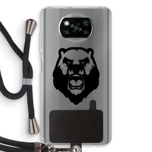 Angry Bear (black): Xiaomi Poco X3 NFC Transparant Hoesje met koord