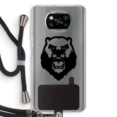Angry Bear (black): Xiaomi Poco X3 NFC Transparant Hoesje met koord