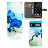 Google Pixel 7A Hoesje Orchidee Blauw - Cadeau voor je Moeder Google Pixel 7A Hoesje Orchidee Blauw - Cadeau voor je Moeder