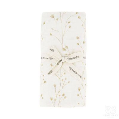 Yumi Baby hydrofiele luier Fresh Twig 80x80 cm off white/camel Yumi Baby hydrofiele luier Fresh Twig 80x80 cm off white/camel