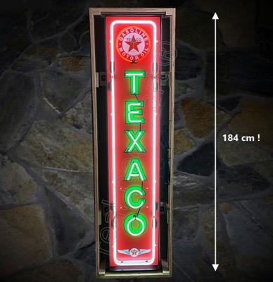 Texaco Verticale Neon Verlichting XL in Metalen Bak 35 x 184 cm - Rood, Groen, Wit