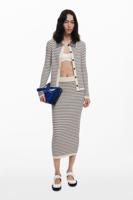 Gestreepte midi gebreide rok - WHITE - XL