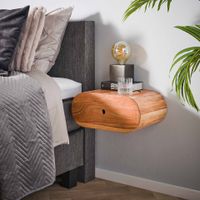 LifestyleFurn Hangend Nachtkastje Giuseppe Acaciahout, Met 1 lade - Massief acacia naturel - thumbnail