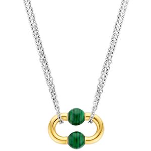 TI SENTO-Milano 34018MA Ketting zilver goud-en zilverkleurig-malachietgroen 38-48 cm