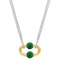 TI SENTO-Milano 34018MA Ketting zilver goud-en zilverkleurig-malachietgroen 38-48 cm - thumbnail