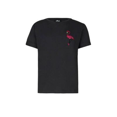 Jill & Mitch by Shoeby T-shirt Feliz met printopdruk en strass steentjes antraciet Jill & Mitch by Shoeby T-shirt Feliz met printopdruk en strass steentjes antraciet