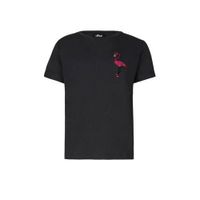 Jill & Mitch by Shoeby T-shirt Feliz met printopdruk en strass steentjes antraciet - thumbnail