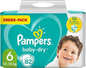 Pampers Baby-Dry Maat 6, 82 Luiers, Tot 12 Uur Bescherming, 13-18kg