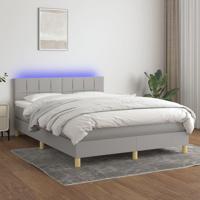 Boxspring met matras en LED stof lichtgrijs 140x200 cm