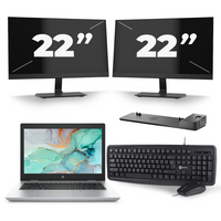 HP ProBook 645 G4 - AMD Ryzen 5 2500U - 14 inch - 8GB RAM - 240GB SSD - Windows 10 + 2x 22 inch Monitor