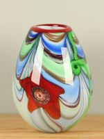 Kleurrijke glazen bol vaas, 30 cm, A007