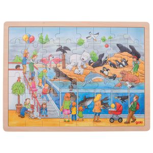 Goki houten legpuzzel dierentuin, 48st.