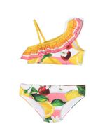 Dolce & Gabbana Kids bikini fleuri à une épaule - Jaune - thumbnail