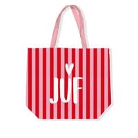 'Shopper Tas 'Juf' - Stripes Rood Roze' kopen? | FOR YOU GIFTS