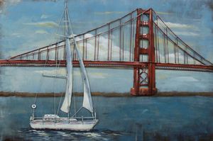 Schilderij - Metaalschilderij - Golden Gate Bridge, 120x80cm